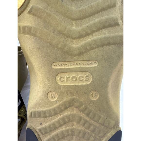 Iconic Crocs Comfort Olive Green Strap All Terrain Sandals With Back Strap Sz 15 - Picture 10 of 16